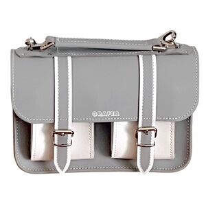 Grafea Micro Grey Small Leather Satchel Grey + White